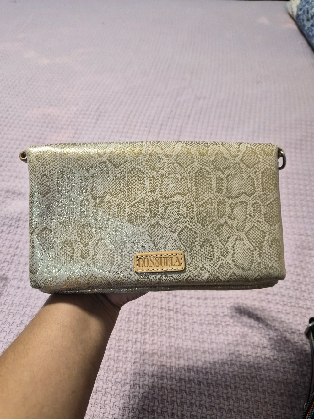 Consuela Uptown Gold Metallic Snake NWT - Picture 4 of 5